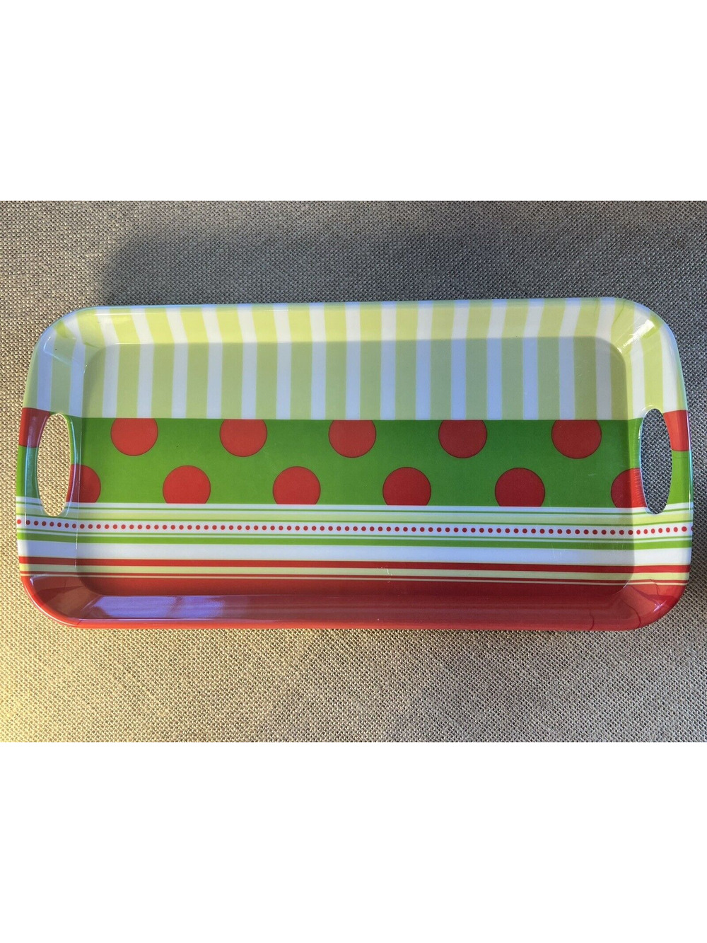 Evergreen Christmas Holiday Melamine Serving Tray Rectangle with Side Handles